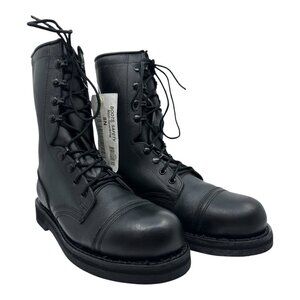 Vtg Addison Shoe Co Black Safety Work Boots Men's Size 8 NWT Punk Grunge‎ Police